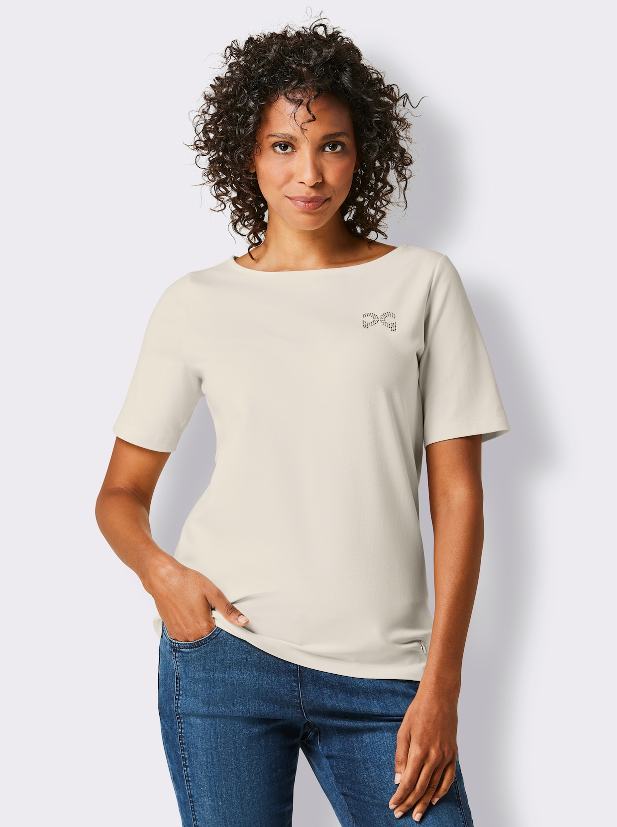 CREATION L PREMIUM Rundhalsshirt - champagner