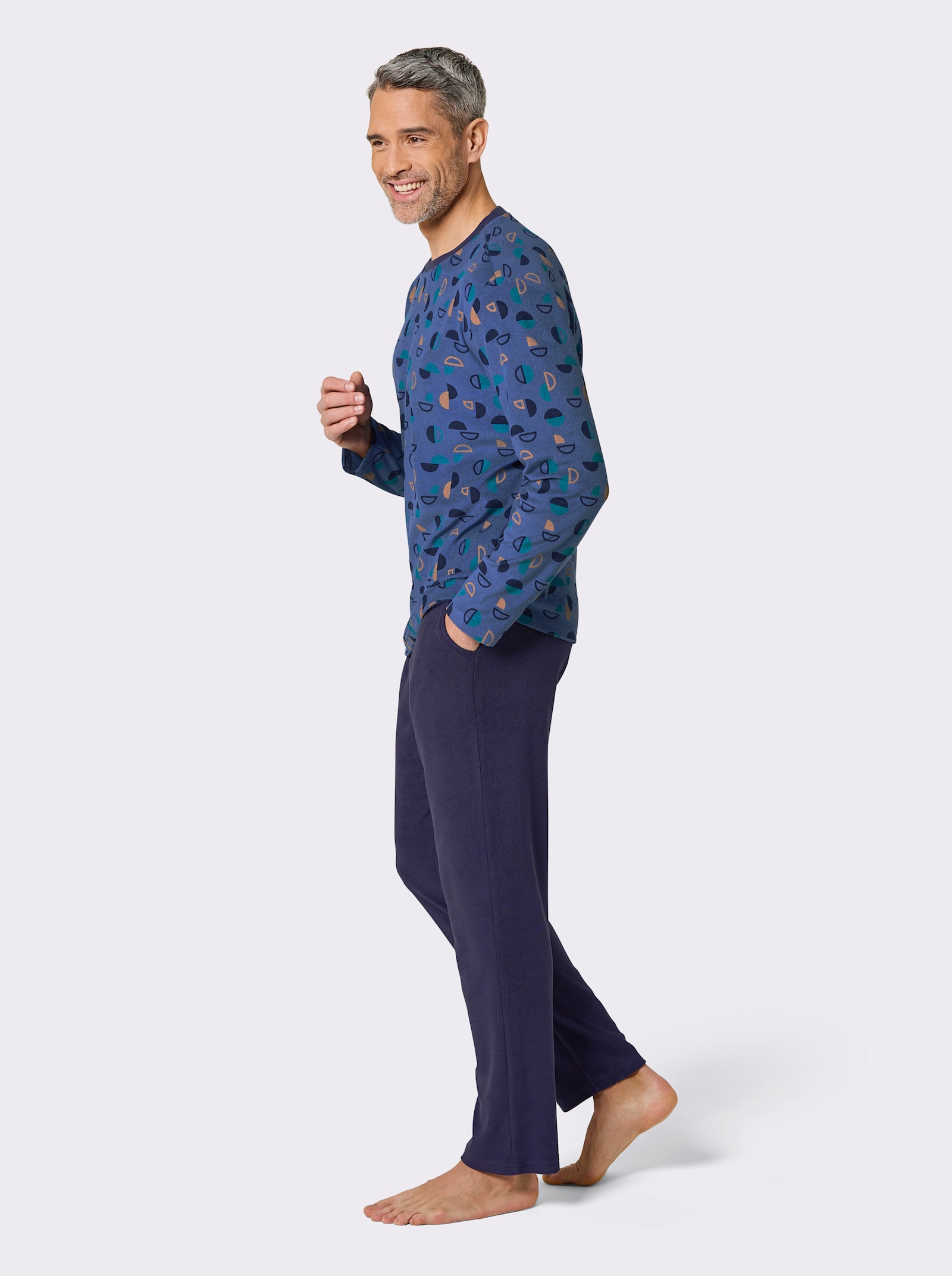 wäschepur men Schlafanzug - marine-jeansblau-bedruckt