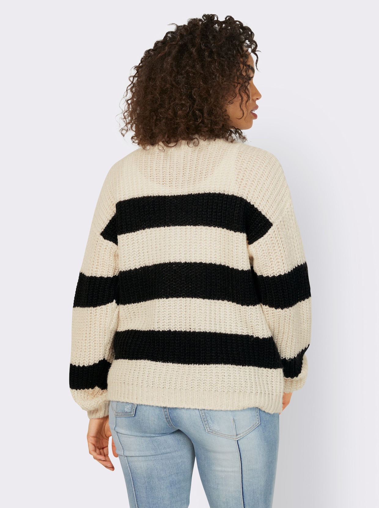 heine Gebreide pullover - zwart/ecru gestreept