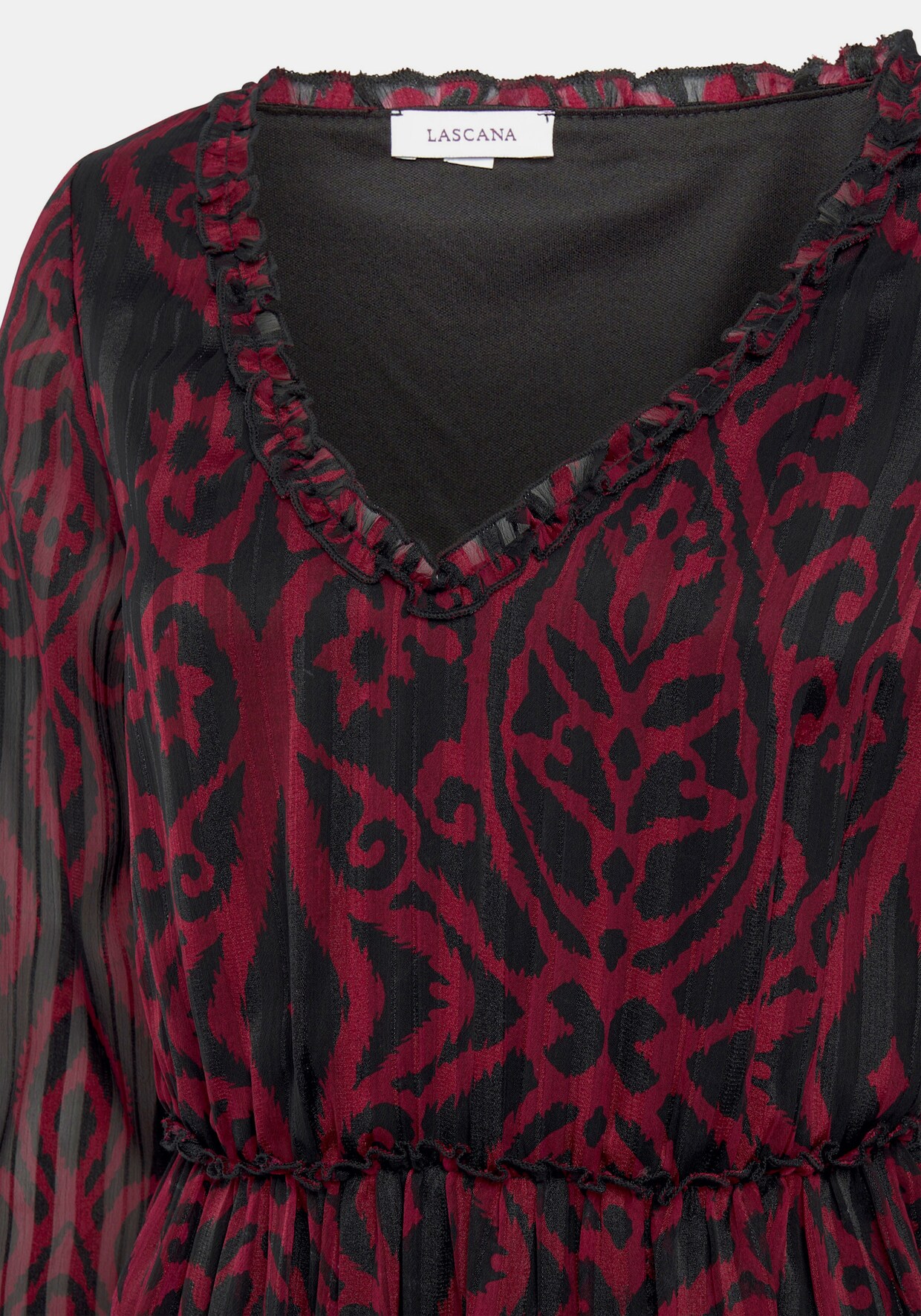 Buffalo Chiffon jurk - bordeaux/zwart bedrukt