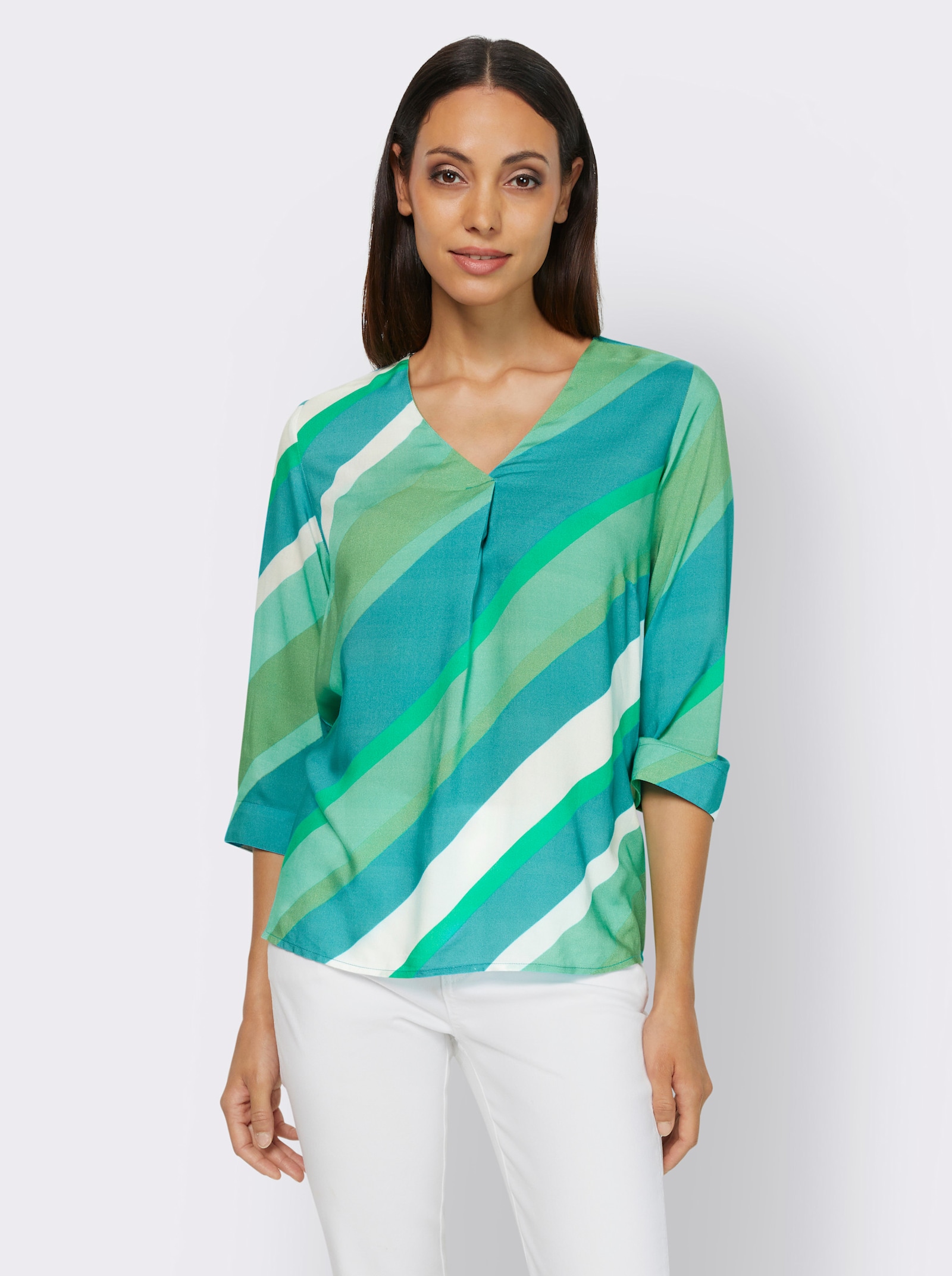 heine Druckbluse aus reiner Viskose - grasgrün-smaragd-bedruckt