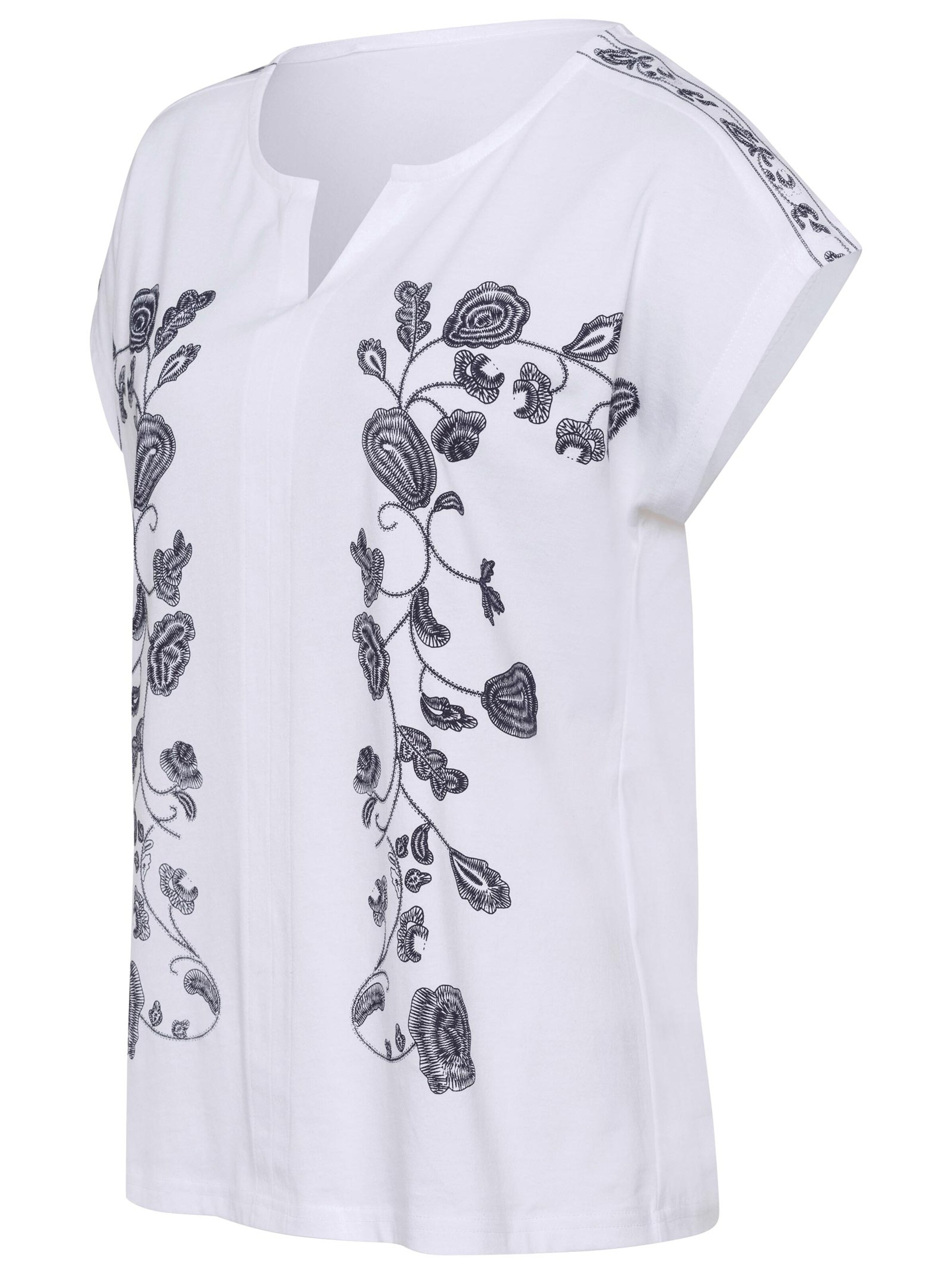 Shirt - weiß-nachtblau-bedruckt