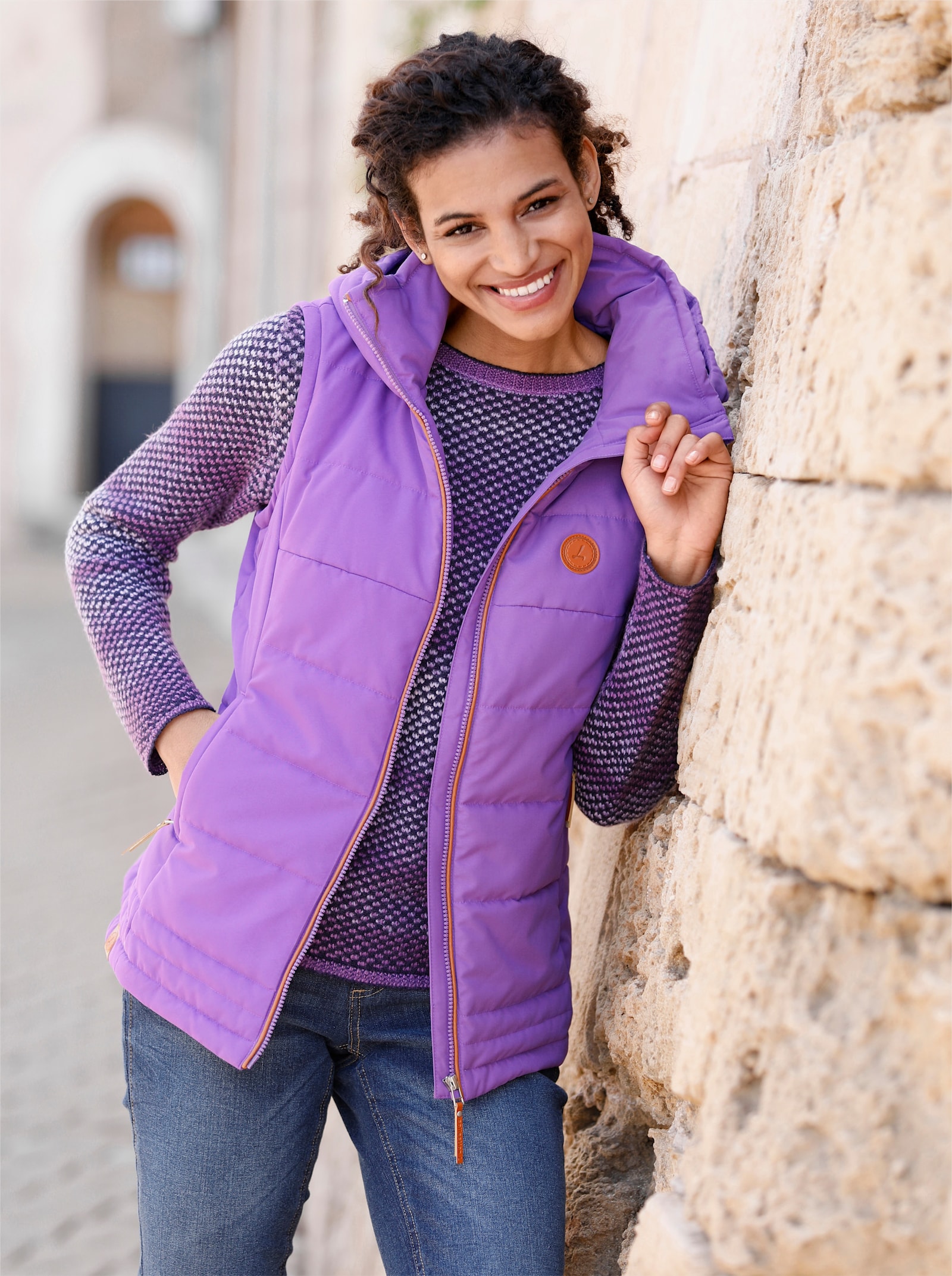 2-in-1-Jacke mit abzippbaren Ärmeln - lila