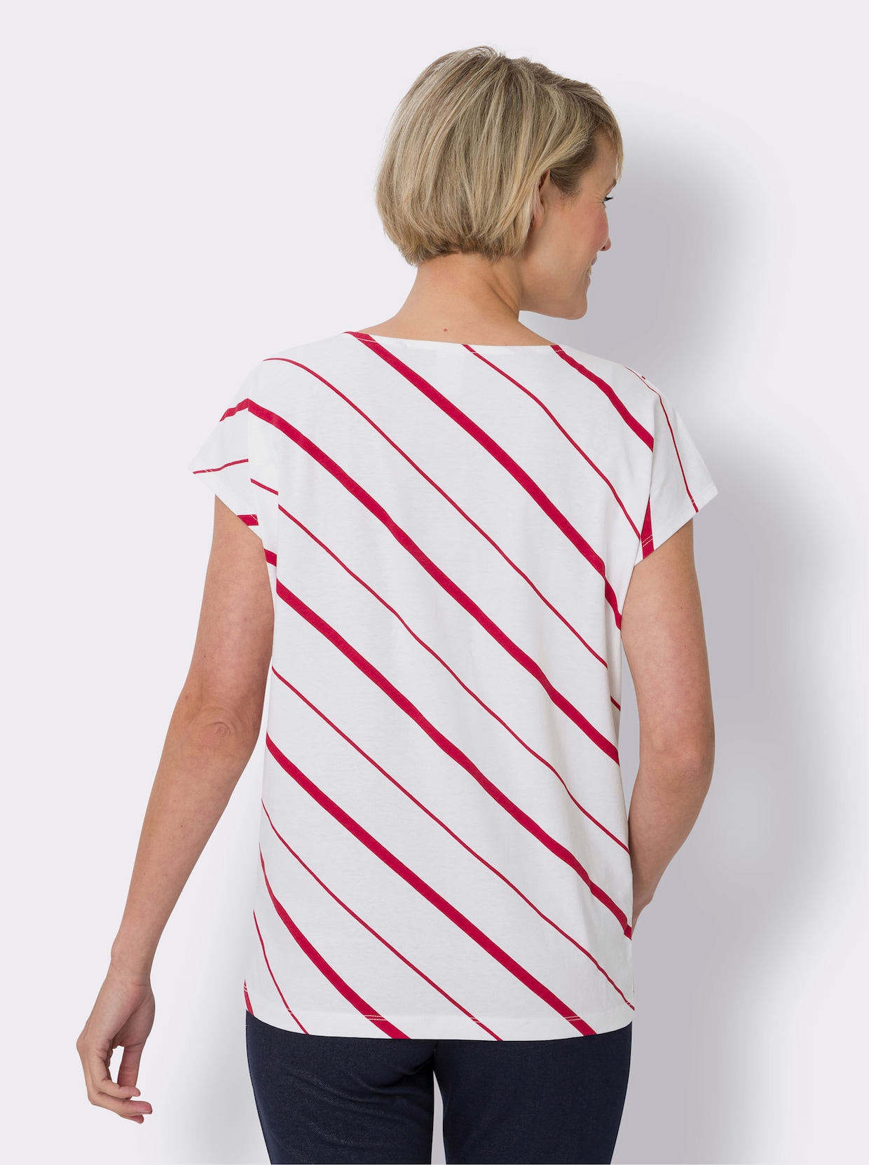 Shirt met korte mouwen - wit/rood gestreept