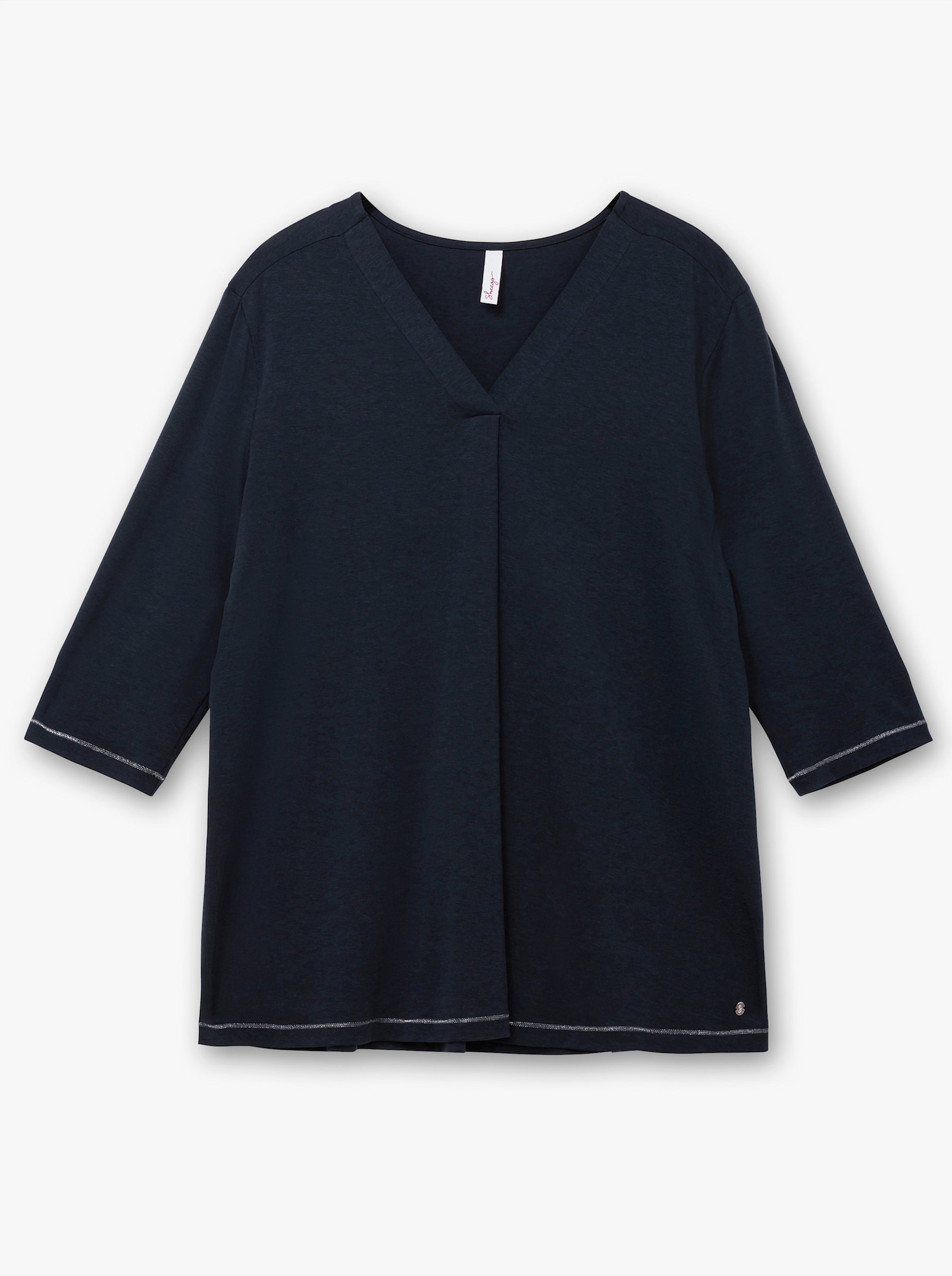 sheego Shirt met 3/4-mouwen in lichte A-lijn - diepblauw