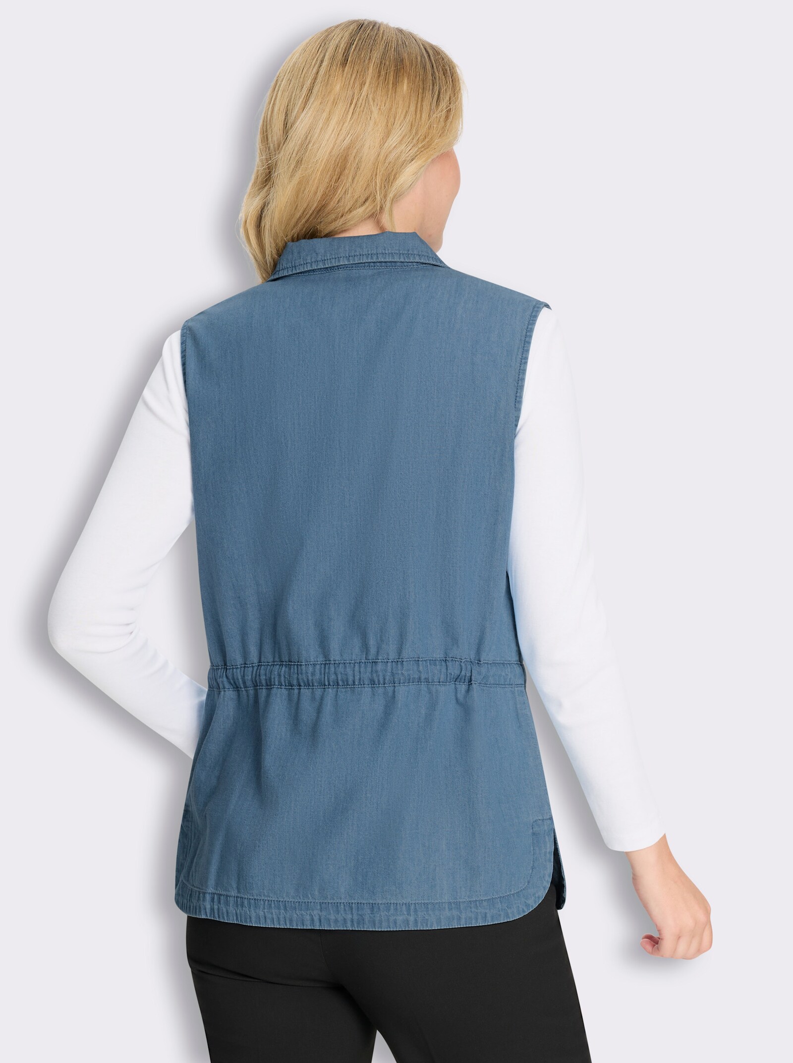 Jeansweste mit Tunnelzug - blue-bleached